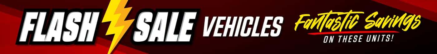 Flash sale on vehicles, fantastic savings highlighted on a bold and dynamic banner.
