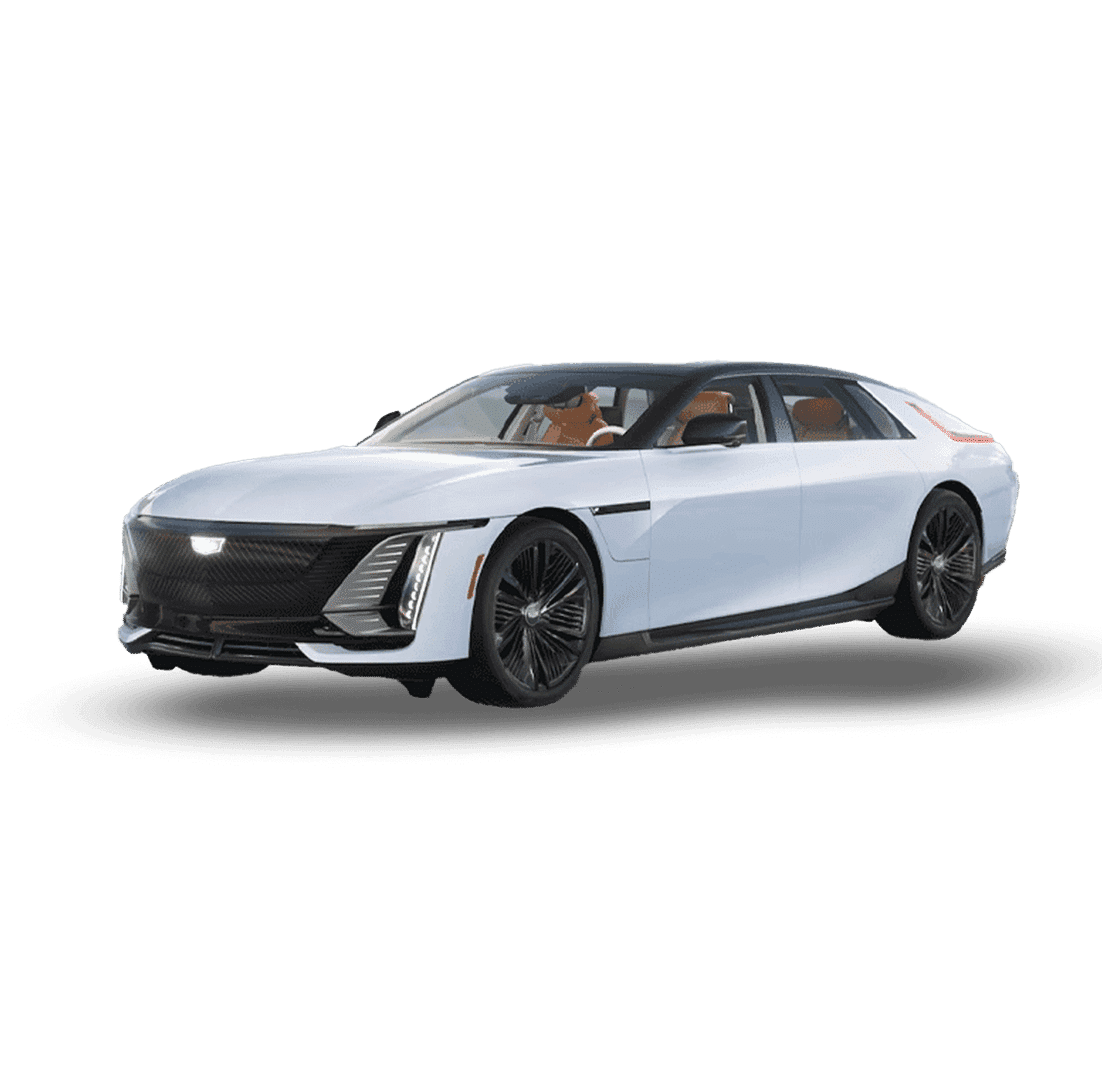 Luxury electric sedan with sleek design, black grille, and aerodynamic profile.