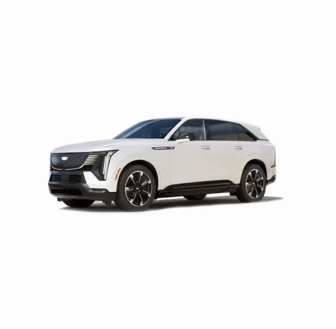 White luxury SUV with sleek design, showcasing modern black accents and distinctive front headlights.