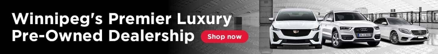 Winnipeg's luxury pre-owned car dealership banner featuring premium vehicles. Shop now.